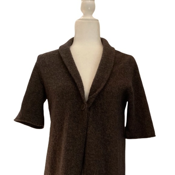 Eileen Fisher Long Italian Merino Wool Sweater Mid Thigh Length Heathered Brown - Picture 6 of 8